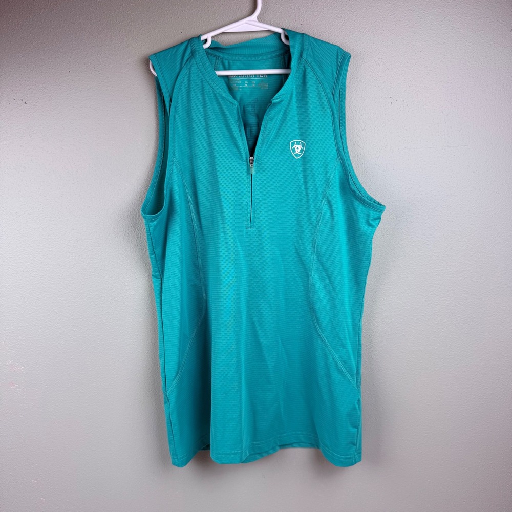 Ariat Hailey 1/4 Zip Sleeveless Base Layer Teal Top 10043375 Womens Medium Golf